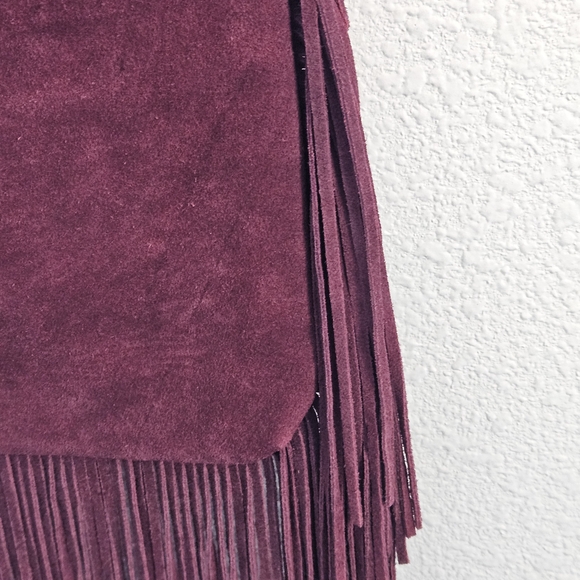 Monserat De Lucca Cross Body, Burgandy, Genuine Suede Leather Bag - Picture 6 of 9